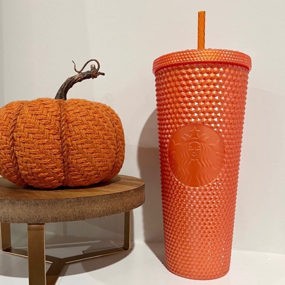 Starbucks Pumpkin Spice Pearlized Orange Studded Tumbler Venti Halloween Cup